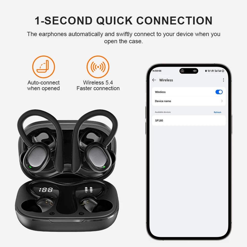 Original Lenovo SP180 Sports Wireless Earphones LED Power Display Hifi Stereo Sound Headset Bluetooth Headphones with Mic
