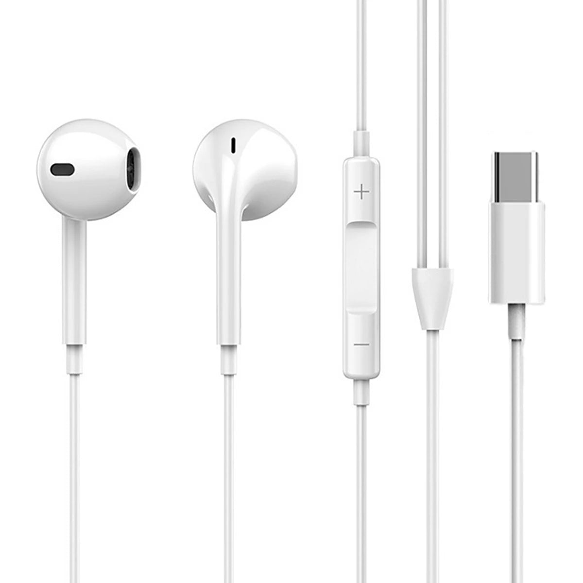 Wired Earphones, Portable Wired Earplugs with Microphone and Volume Control, Universal In-ear Headphones for Type C Devices