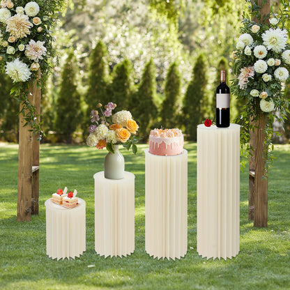 4Pcs Foldable Cardboard Flower Stands Wedding Centerpieces Display Dessert Table Column for Party Garden Decor (40+60+80+100cm)