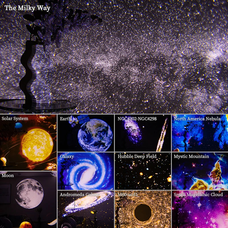 360° Rotating Galaxy Star Projector Night Light with Planet-Themed Projection Lamp for Kids Bedroom, Home Decor & Gift