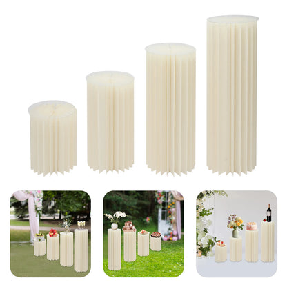 4Pcs Foldable Cardboard Flower Stands Wedding Centerpieces Display Dessert Table Column for Party Garden Decor (40+60+80+100cm)