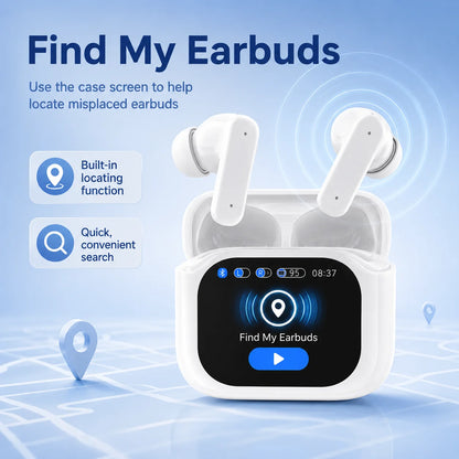 Smart ANC Touchscreen Earbuds – Bluetooth 5.4 & HD Calls - With Colour