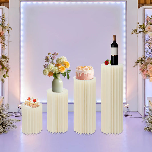 4Pcs Foldable Cardboard Flower Stands Wedding Centerpieces Display Dessert Table Column for Party Garden Decor (40+60+80+100cm)