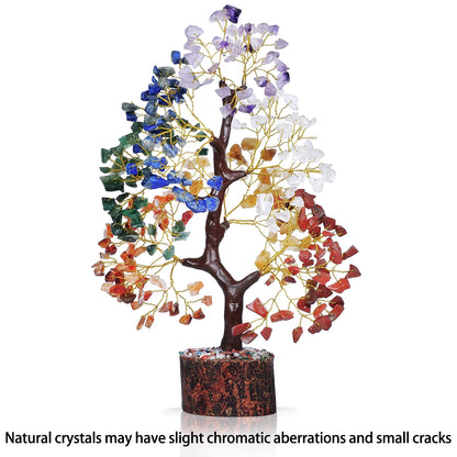 1PC Natural Gemstone Crystal Chakela Lucky Tree With Wood Base Home Office Desk Living Room Crystal Decor Mini Sized Home Decora