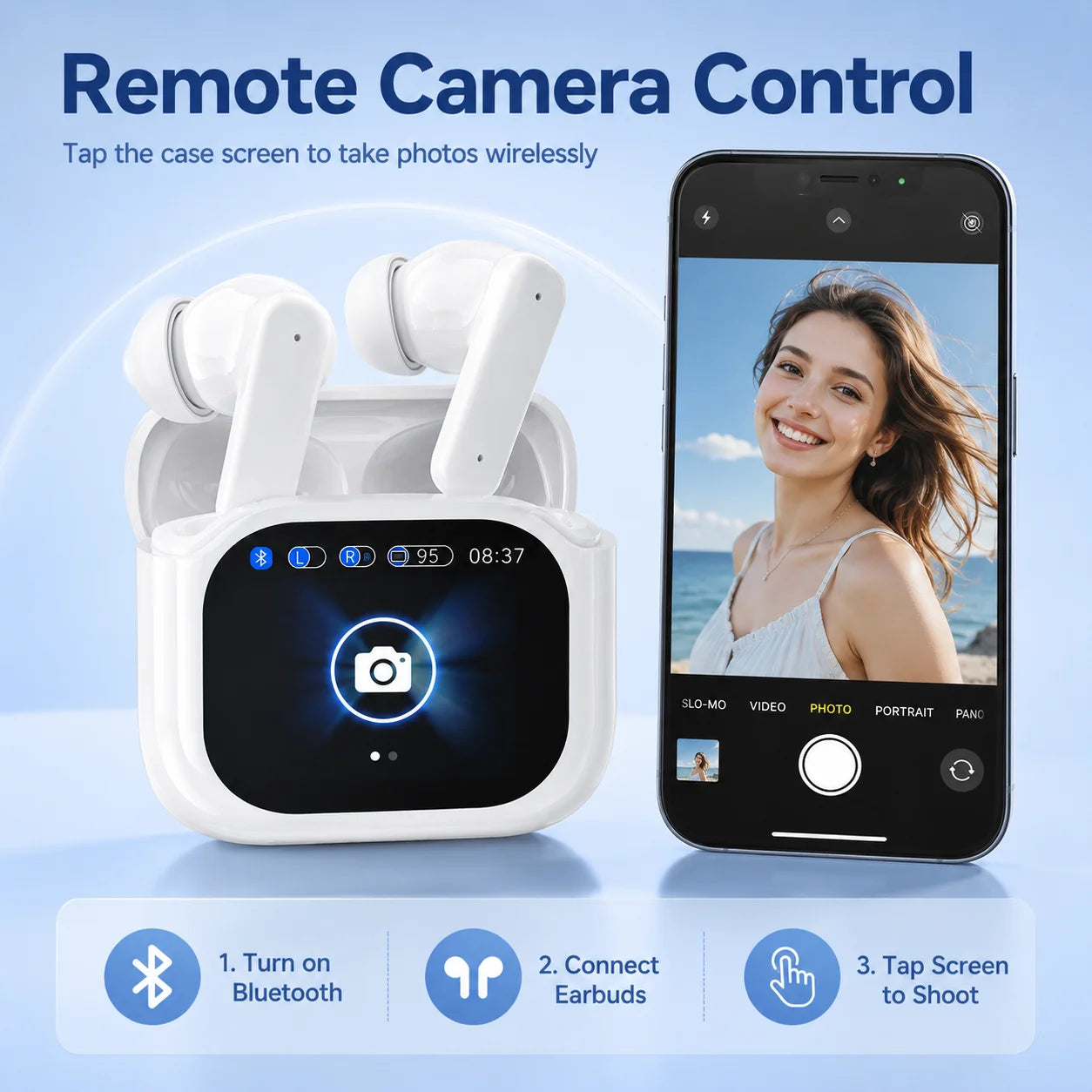 Smart ANC Touchscreen Earbuds – Bluetooth 5.4 & HD Calls - With Colour