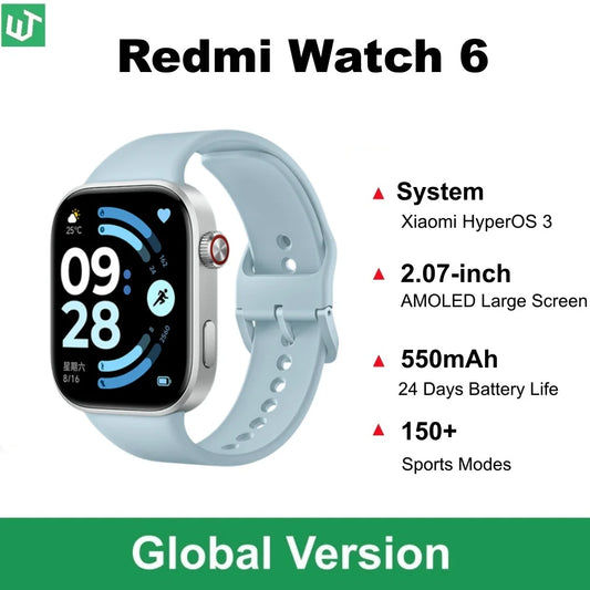 Xiaomi Redmi Watch 6 Global Version 2.07" AMOLED Display 24 Days Battery Life GNSS 150+ Sports Modes Mi Smartwatch Sports Band
