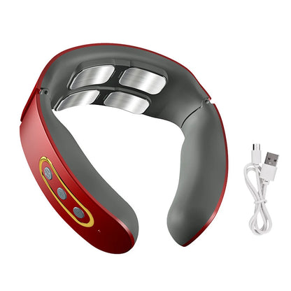 Electric Neck Massager Intelligent EMS Pulse Infrared Heat Massager Cervical Neck Traction Device Relax Cervical Relief Pain