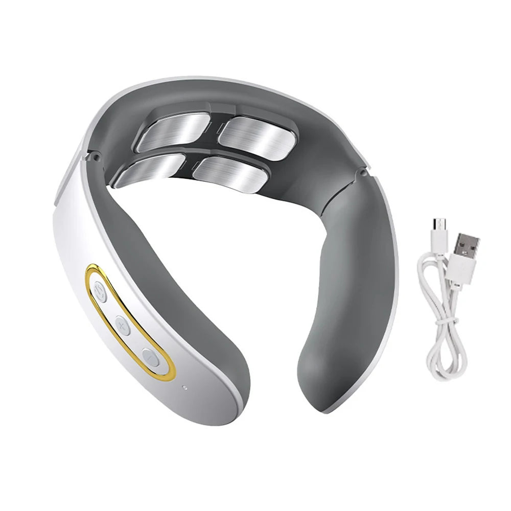 Electric Neck Massager Intelligent EMS Pulse Infrared Heat Massager Cervical Neck Traction Device Relax Cervical Relief Pain
